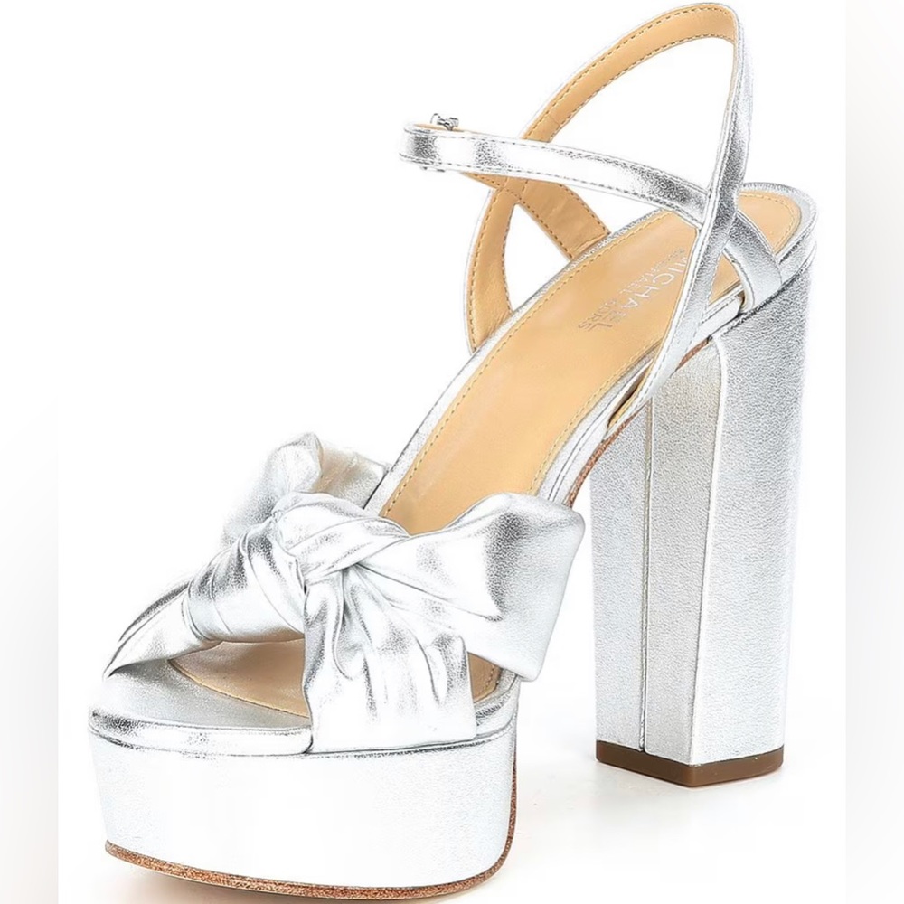 MICHAEL Michael Kors Josie Metallic Knotted Ankle Strap Platform Dress Sandals